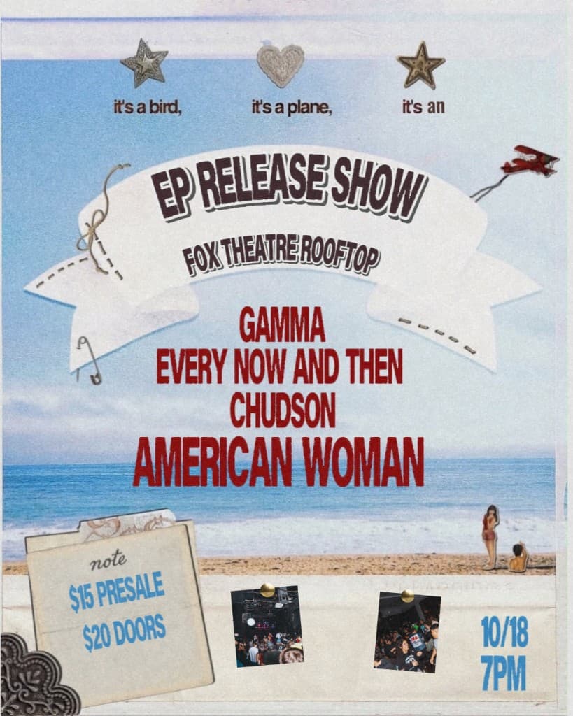 EP release show flyer: Fox Theatre rooftop, October 18 at 7PM